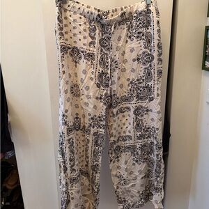 NWT Bandana Print Pants in Black and Cream